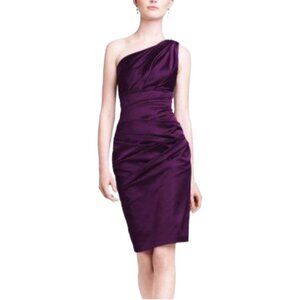 David's Bridal Plum Purple One-Shoulder Ruched Bridesmaid Dress Women's Size 2